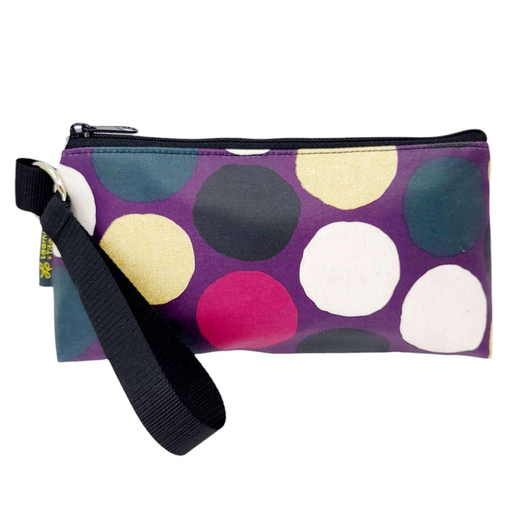 Makeup Bag - Small - Multicolor Circles on Purple by Laarni and Tita