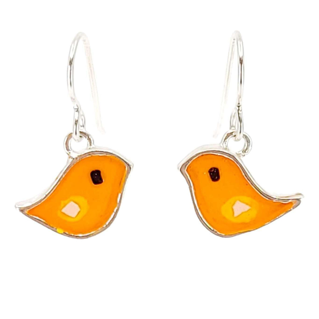 Earrings - Single Birds (Orange) by Happy Art Studio