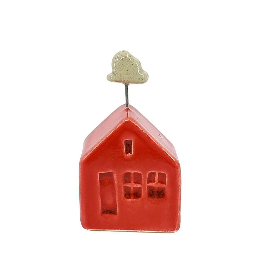 Tiny Pottery House - Red with Cloud by Tasha McKelvey