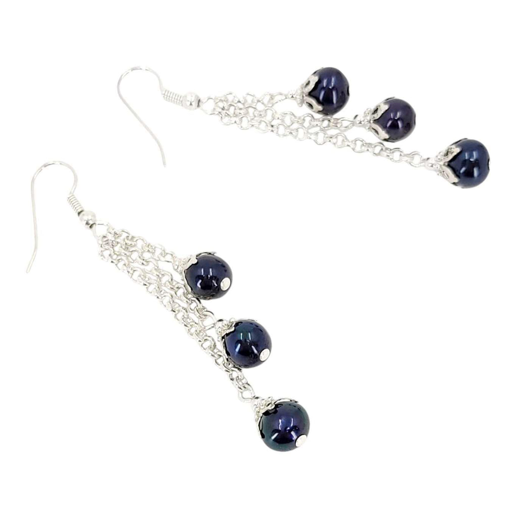 Earrings - Pearl Cascade Drops (Black) by Tiny Aloha