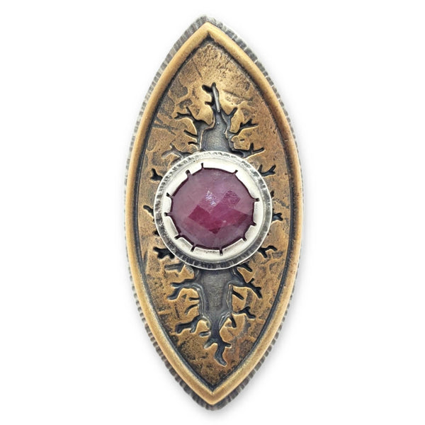 Ring - Size 9 - Tectonic Vesica Ruby by Una Barrett