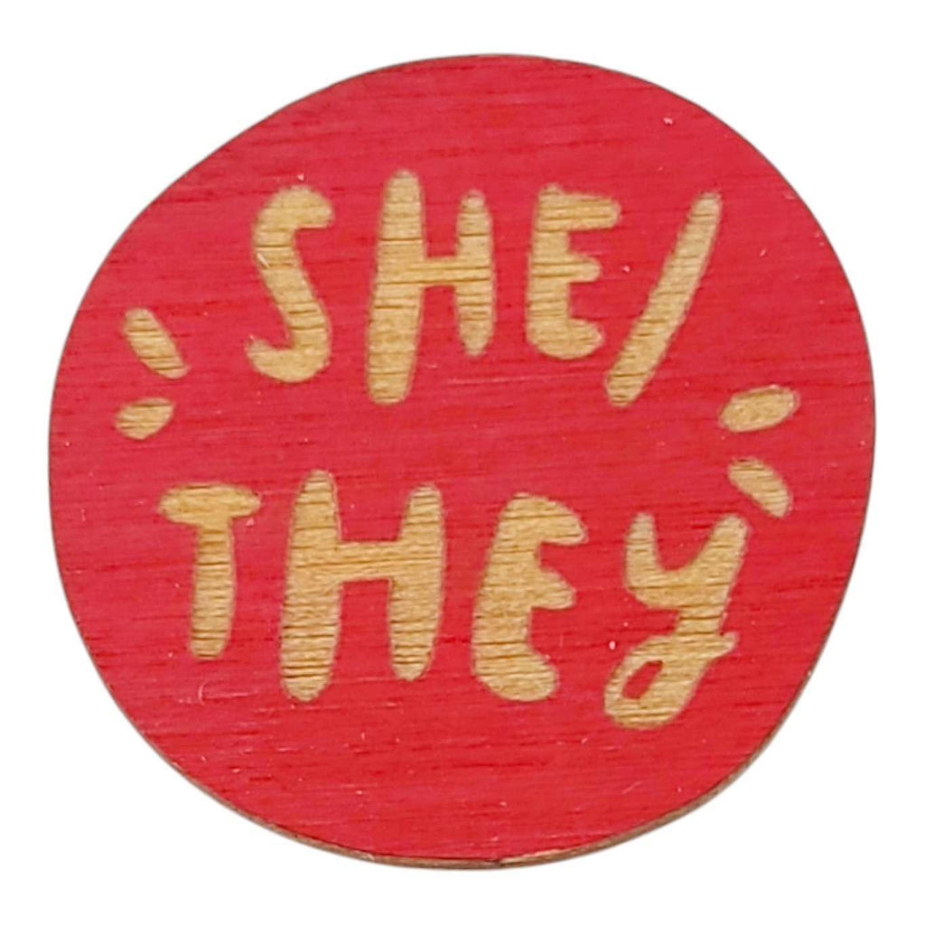 Pronoun Pins - She/They (Assorted Colors) by SnowMade