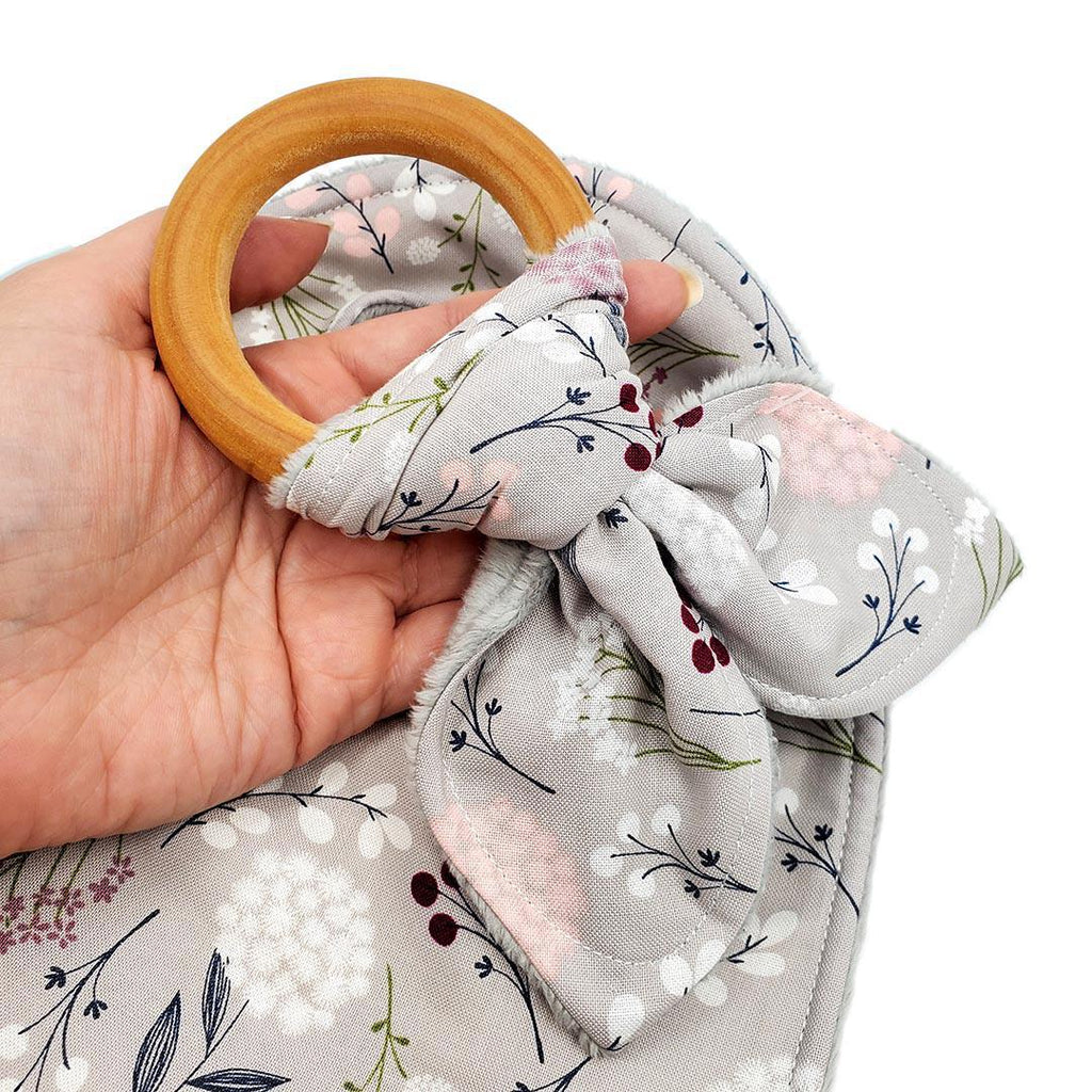 Gift Set - Wildflowers on Gray Bib and Teething Ring by Port and Starbird