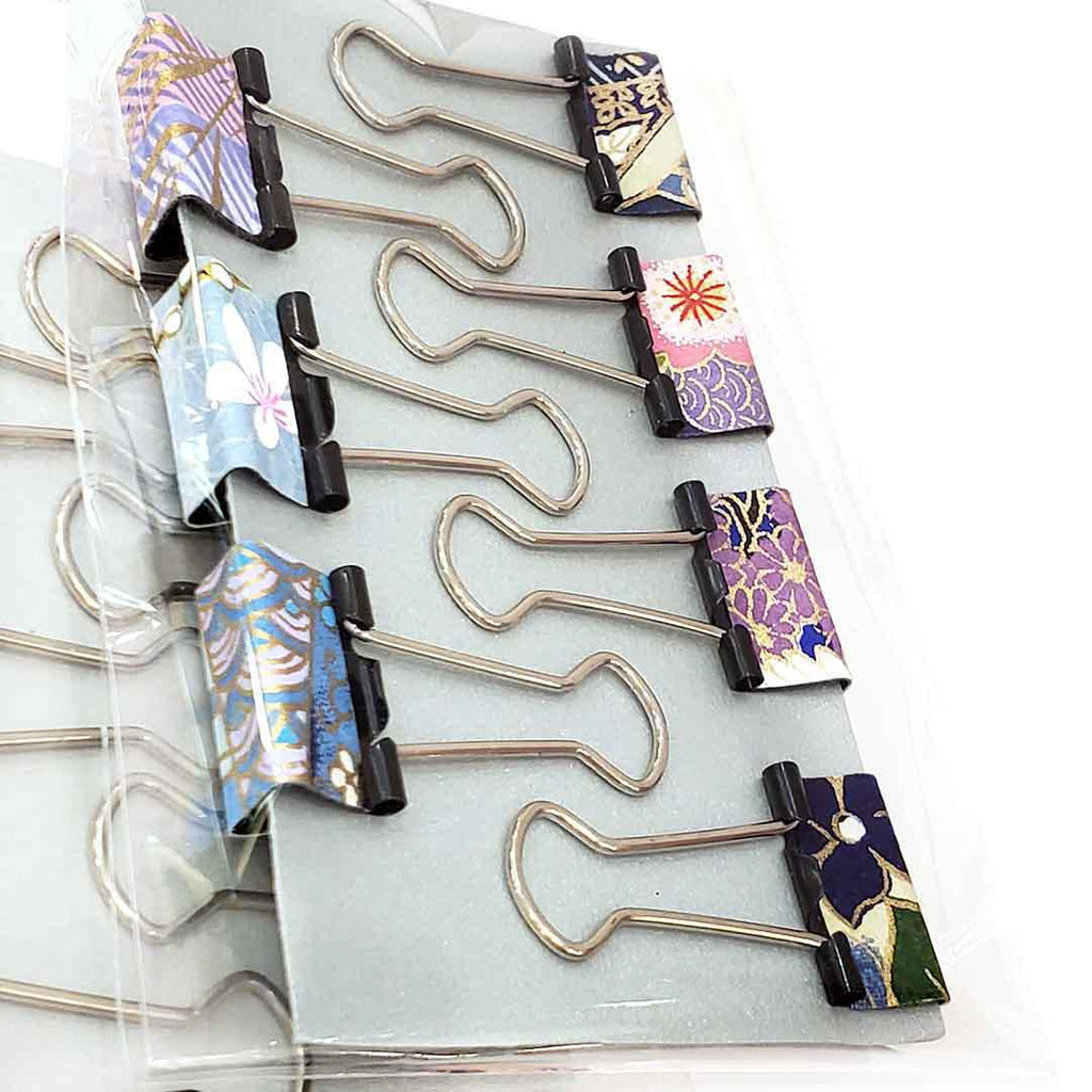 Binder Clips - Small Japanese Washi Paper Wrapped Binder Clips (Set of 7) by Mia Yoshihara