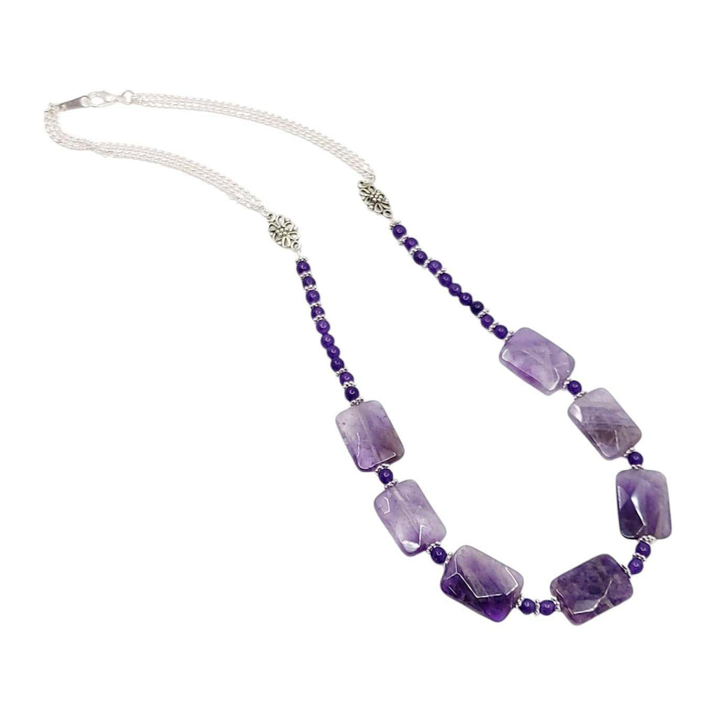 Necklace - Amethyst Rectangle Seven Beads by Tiny Aloha