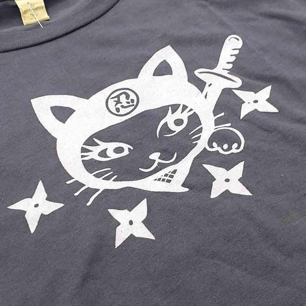 Adult Tee - Ninja Cat Head Slim Fit Crew Neck by Namu