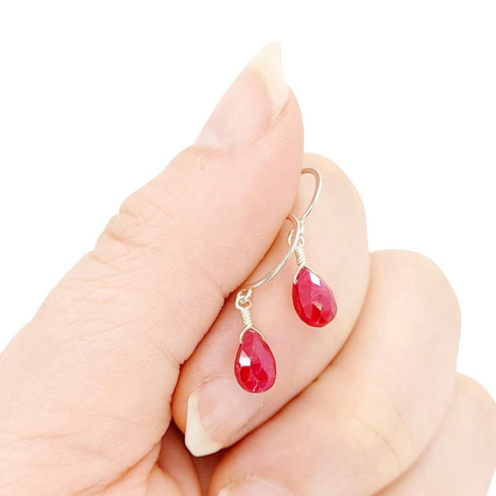 Earrings - Sterling Gemstone Drops (Ruby) by Foamy Wader
