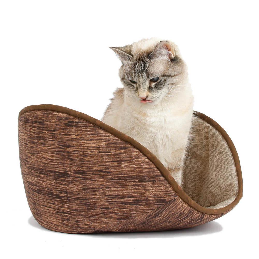 Jumbo The Cat Canoe - Brown Wood Grain with Burlap Print Lining by The Cat Ball