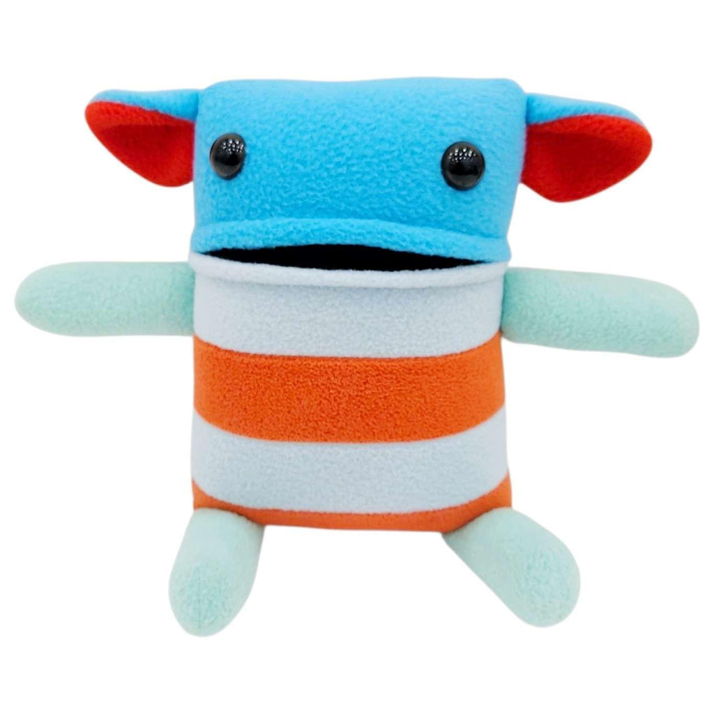 Plush - Large  Squared Creature (Blue Red Aqua with Blue Rust Stripes) by Mr. Sogs