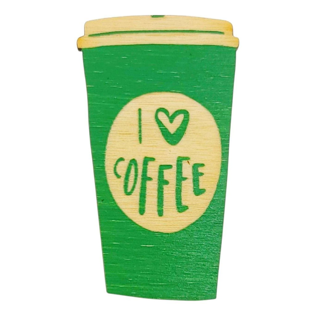 Wooden Magnet - Small - I Heart Coffee (Holly Green) by SnowMade