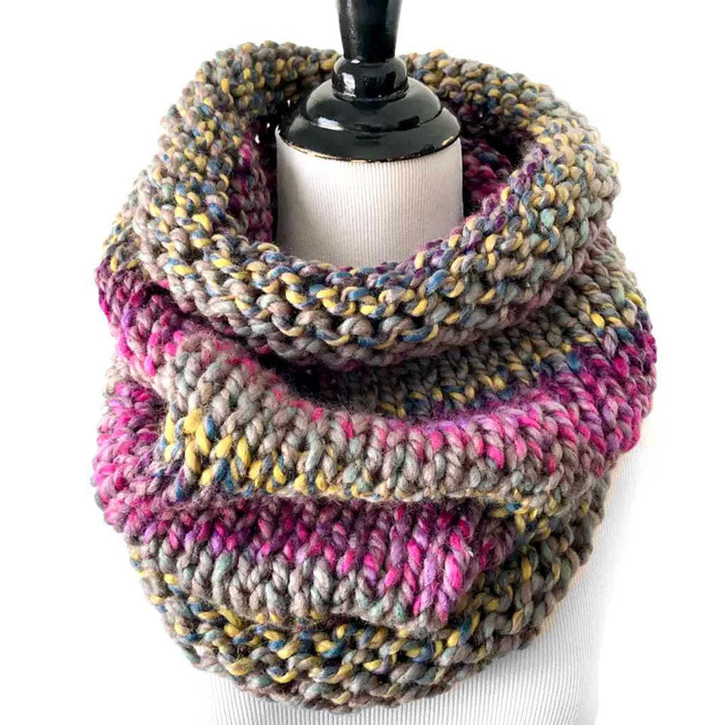Cowl Large - Tapered Neckwarmer in Astroland Multi-color by Nickichicki