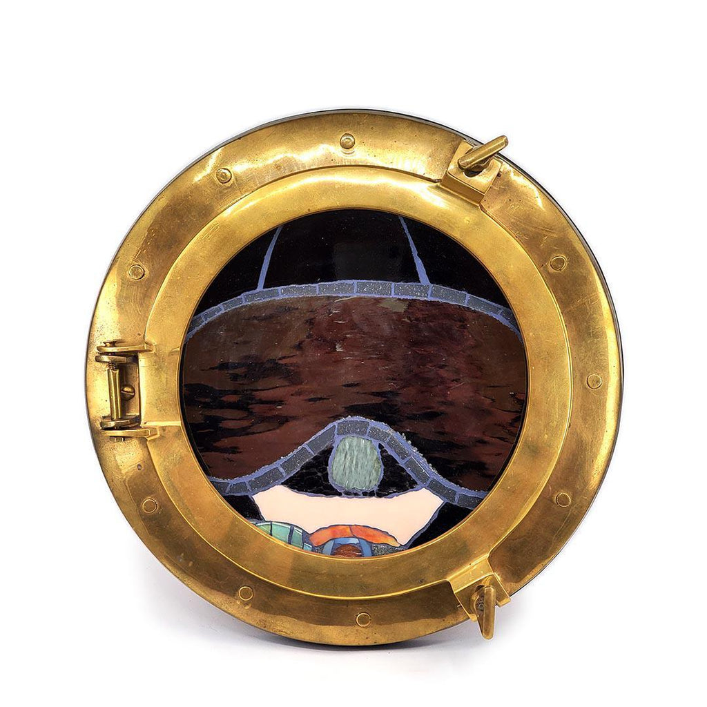 Wall Art - S.C.U.B.A Art Mosaic in Brass Porthole by XV Studios