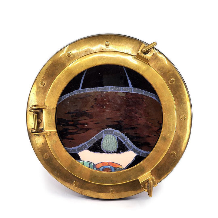 Wall Art - S.C.U.B.A Art Mosaic in Brass Porthole by XV Studios