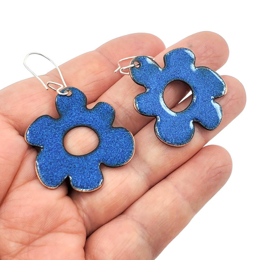 Earrings - Mod Flower Open (Cobalt Blue) by Magpie Mouse Studios
