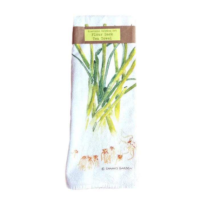 Tea Towel - Green Onions by Chavah's Garden