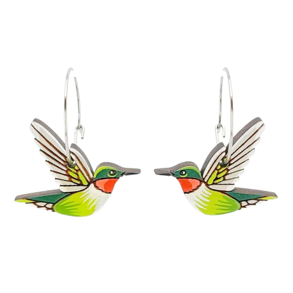 Earrings - Hummingbird (Silver Hoops) by Fresh Cuttery