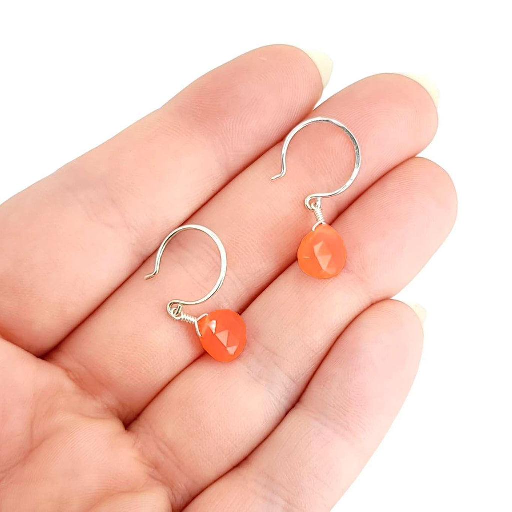 Earrings - Ruby Chalcedony (Orange) Gemstone Drops Sterling by Foamy Wader