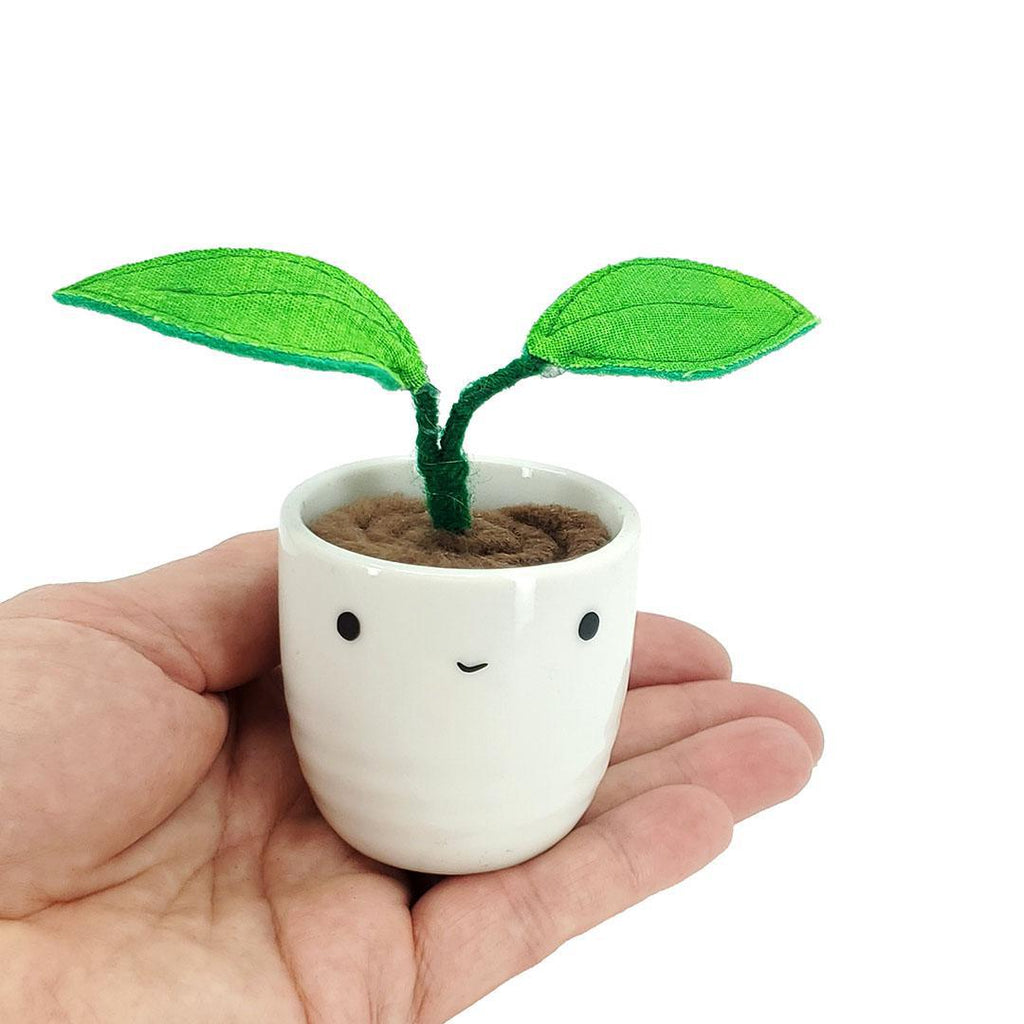 Collectible - Little Sprout Fabric Plant (Smile Two Small Leaves) by World of Whimm