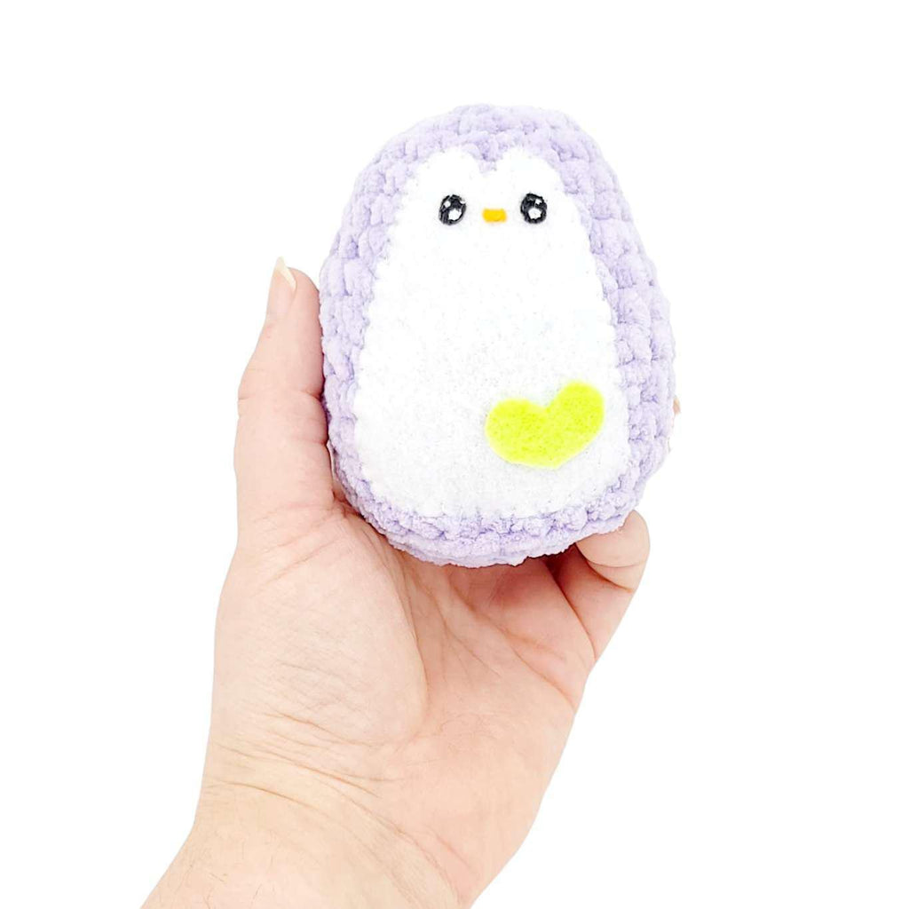 Plush Toy - Medium Penguin (Light Purple with Green Heart) by Moyo Workshop