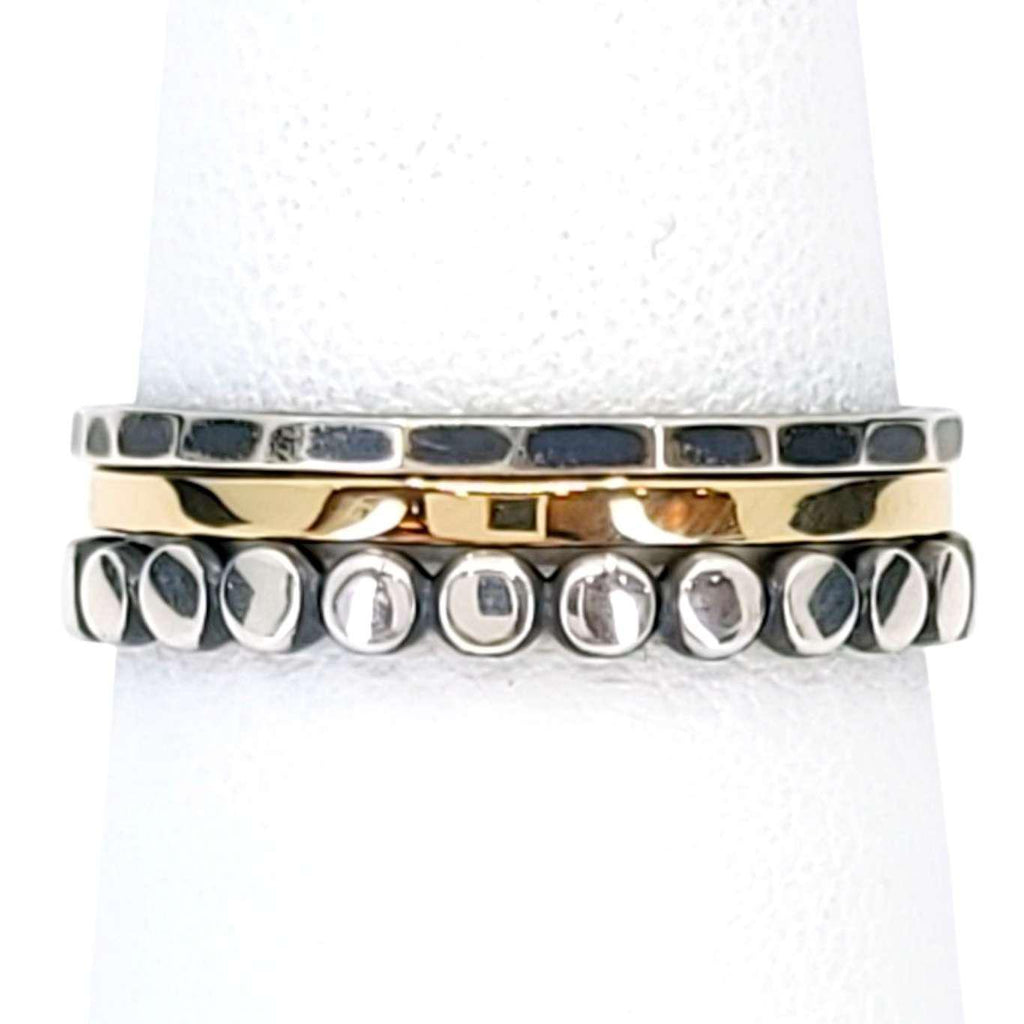 Ring - Size 5, 6.25, 7, 8 - Set of 3 Mixed Metal Stacking Rings (14k Gold, Sterling Silver) by 314 Studio