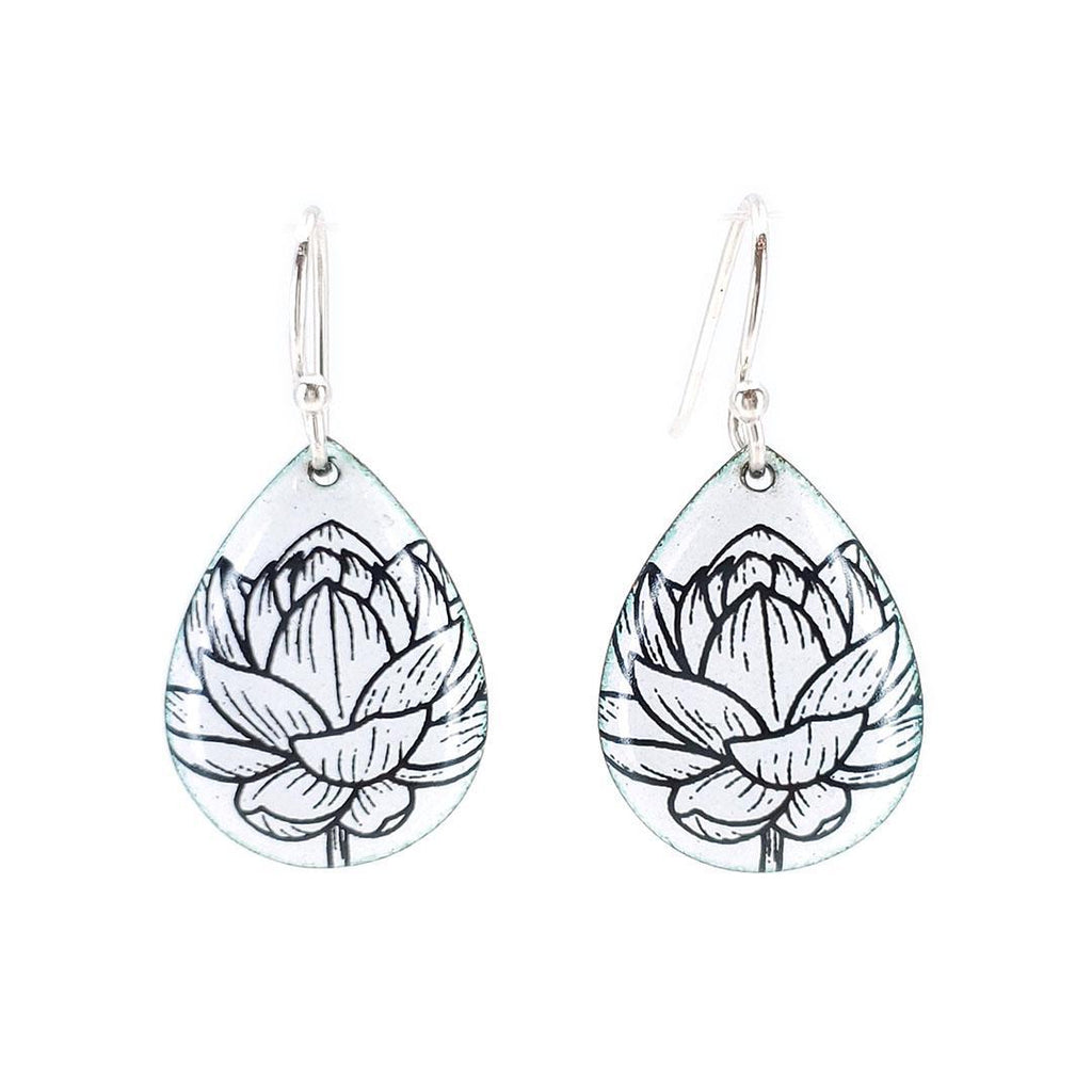 Earrings - Lotus Small Teardrop (White) by Magpie Mouse Studios
