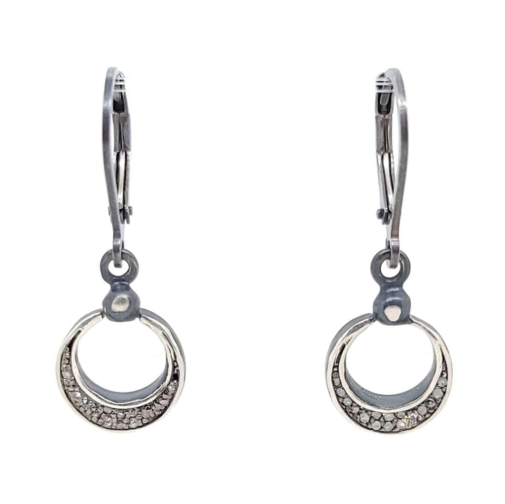 Earrings - Pave Crescent Drops (Sterling Silver, Diamond) by 314 Studio
