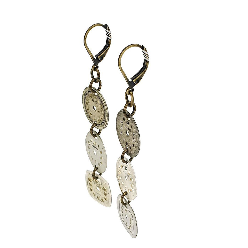 Earrings - Watch Dials Trio - Antiqued Brass (A, B, or C) by Christine Stoll