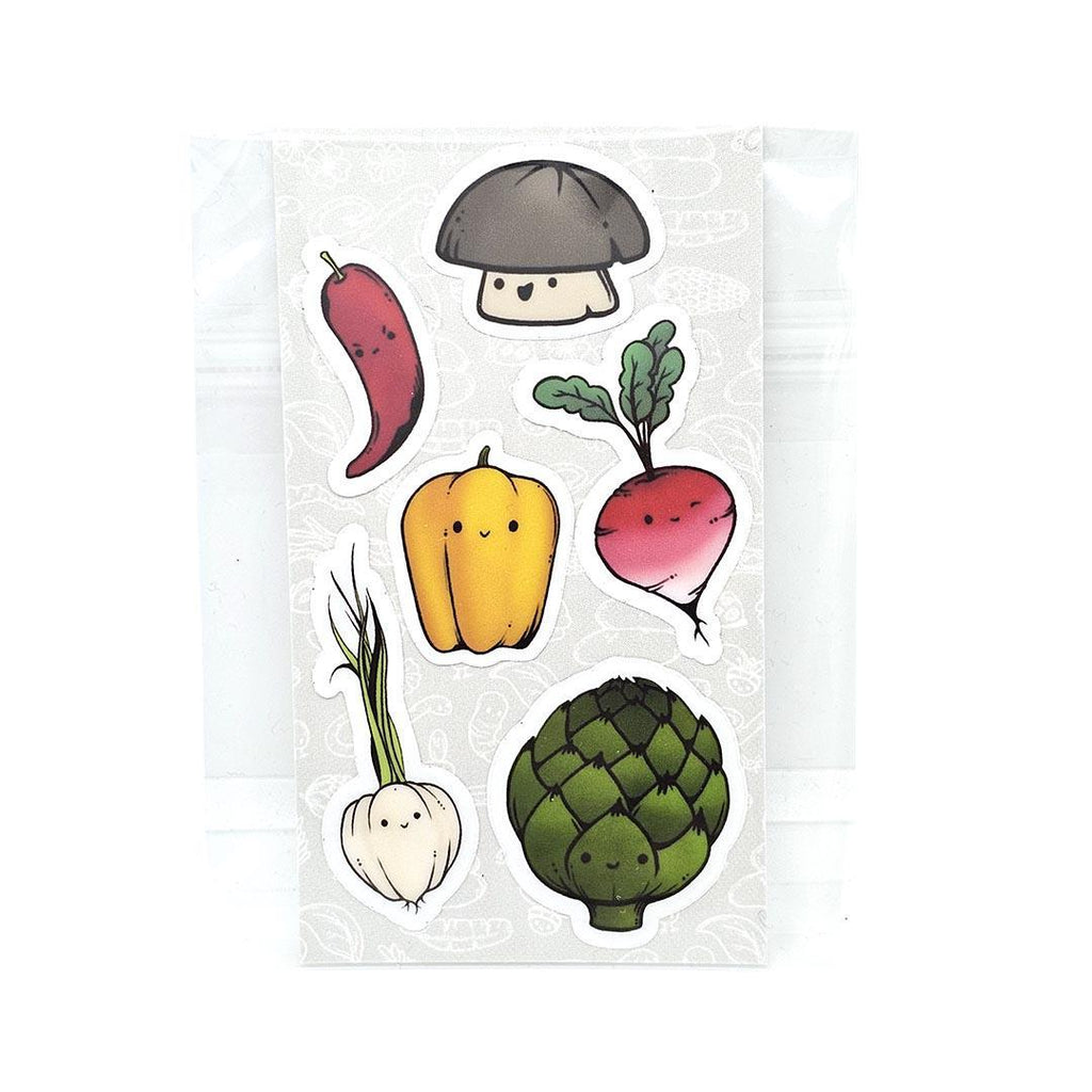 Tiny Stickers - Set of 6 - Veggie Friends (Assorted) by World of Whimm