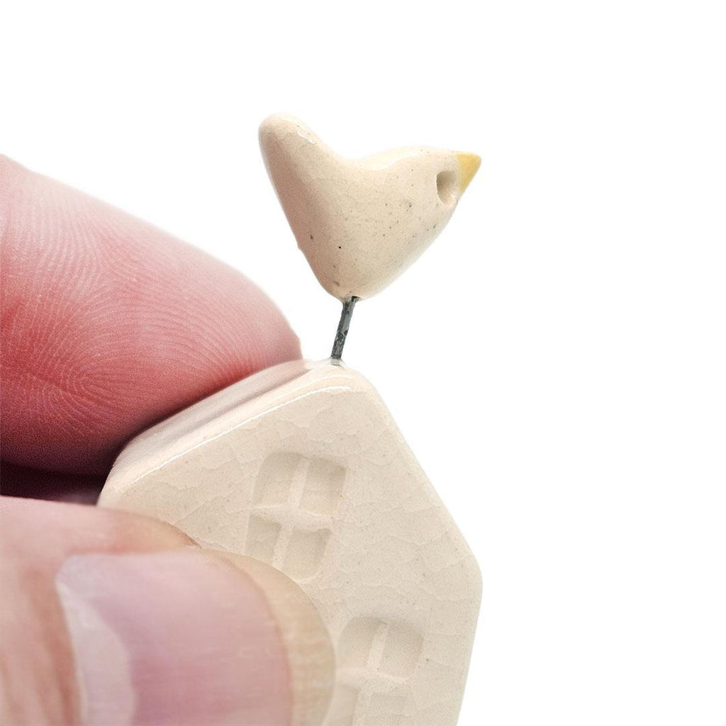 Tiny Pottery House - White with Bird (Assorted Colors) by Tasha McKelvey