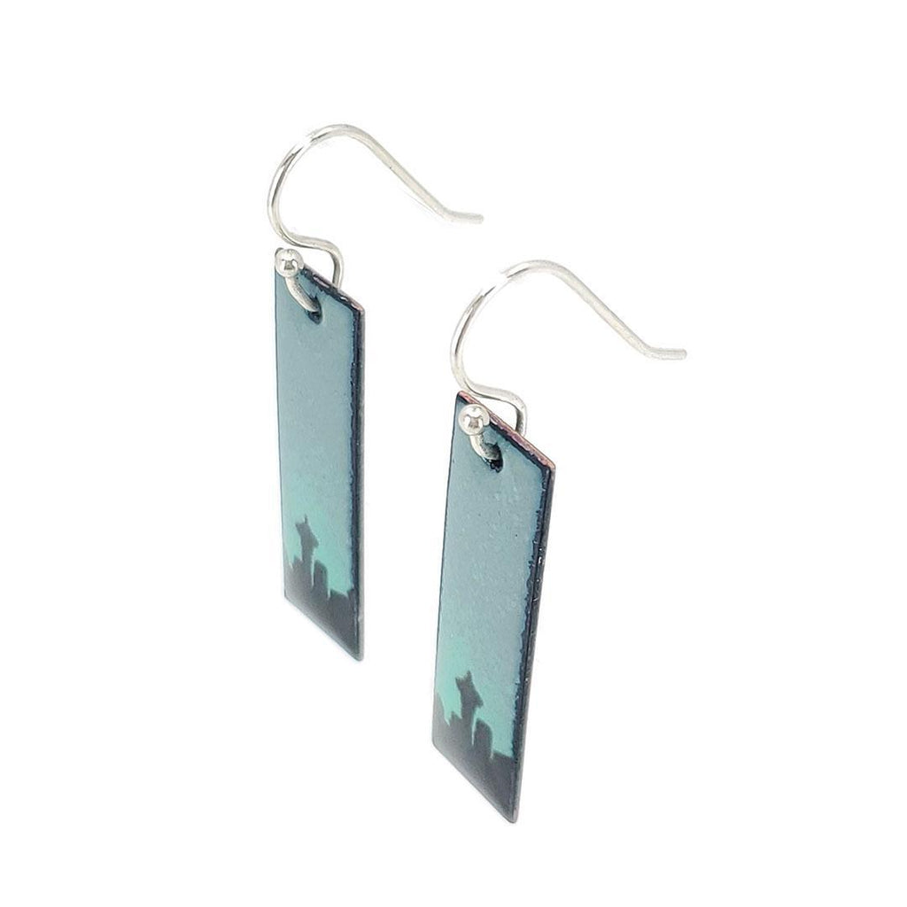 Earrings - Seattle Skyline Slim Rectangle (Gray Aqua) by Magpie Mouse