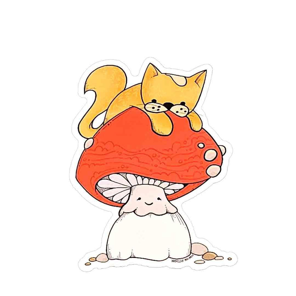 Sticker - Cat on a Mushroom by World of Whimm