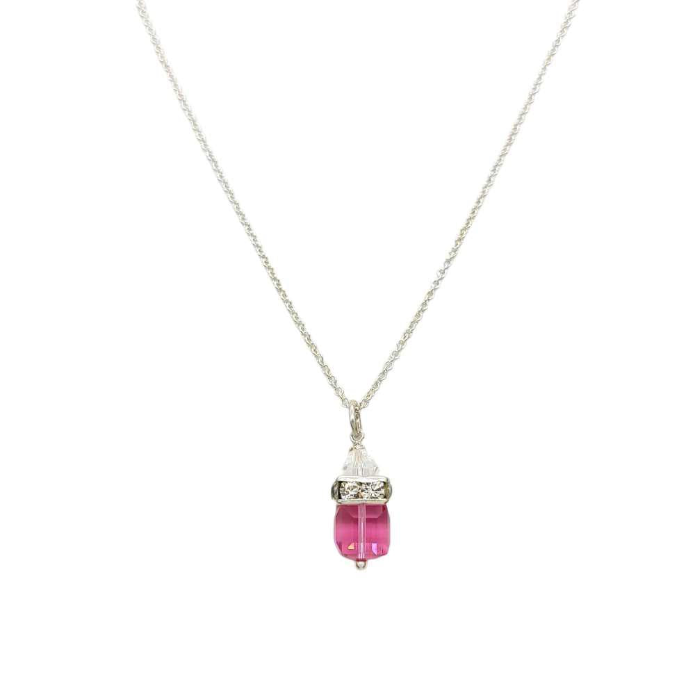 Necklace - Square Rose Crystal with Sterling Sterling by Sugar Sidewalk