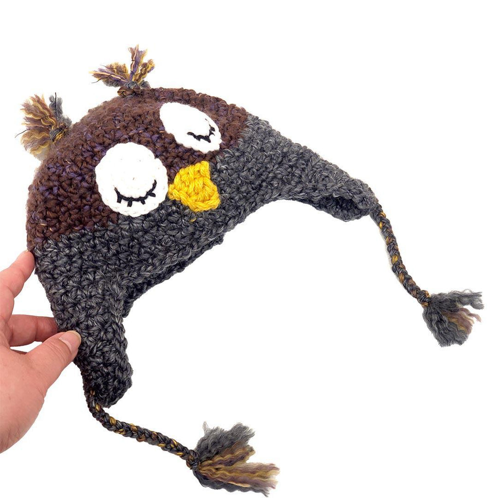 Hat - Toddler - Owl (Maroon Dark Gray) by Scary White Girl