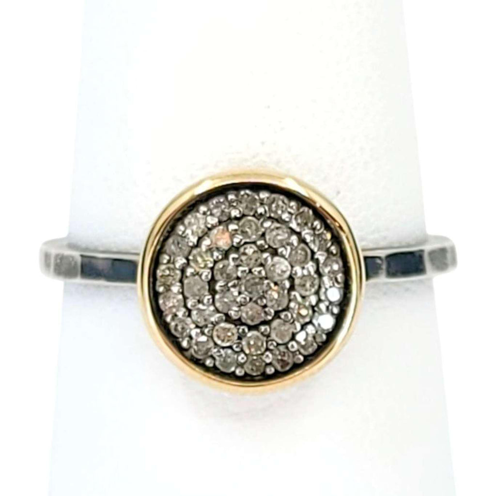 Ring - Size 5, 8 - 10mm Pave Diamond Hammered Band (14k Gold, Sterling Silver, Diamond) by 314 Studio