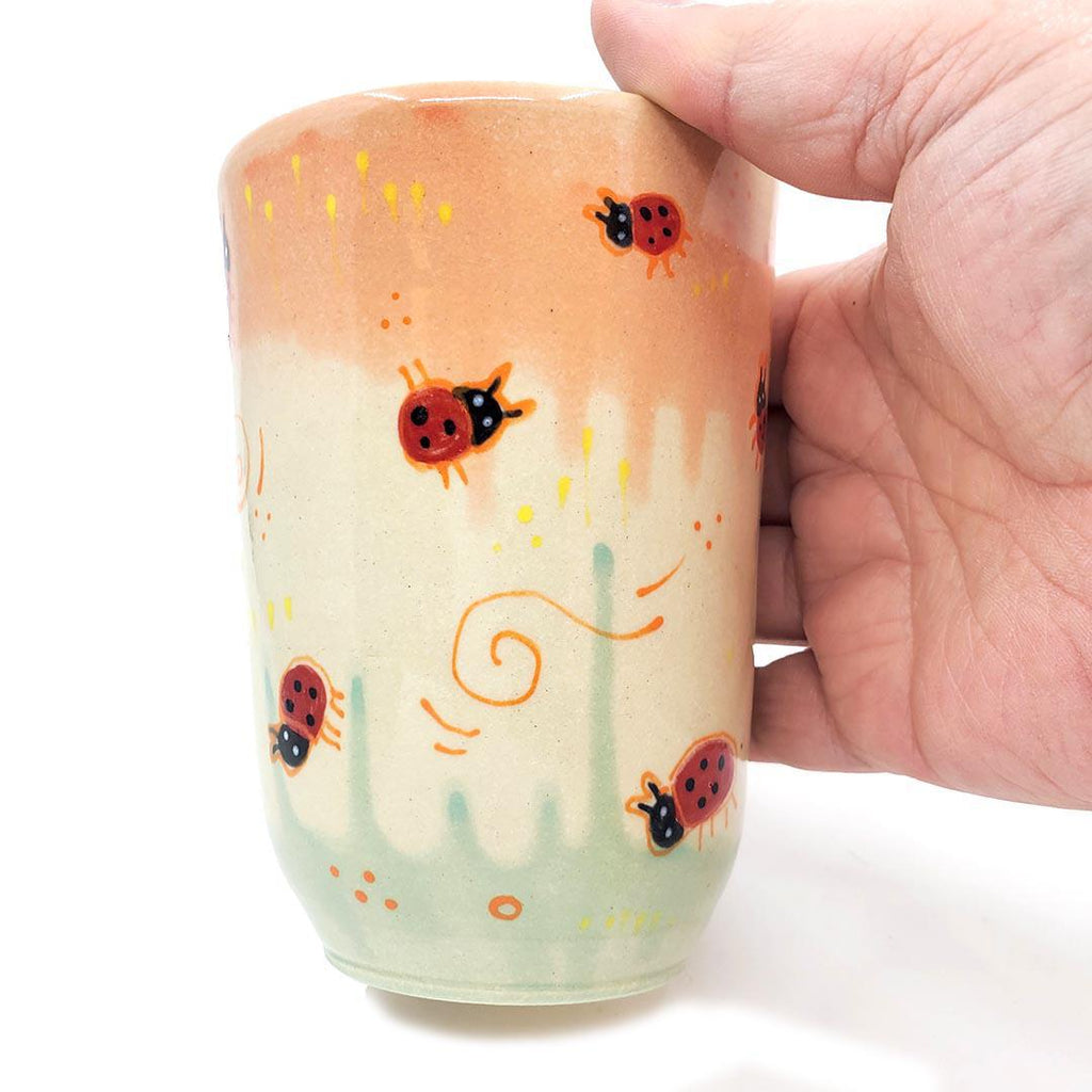 Tall Tumbler - 12 oz - Little Red Ladybugs by Dwadlings
