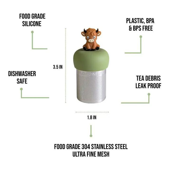 (PRE-ORDER) Tea Infuser - Baby Highland Cow (Green Base) by Float2Infuse