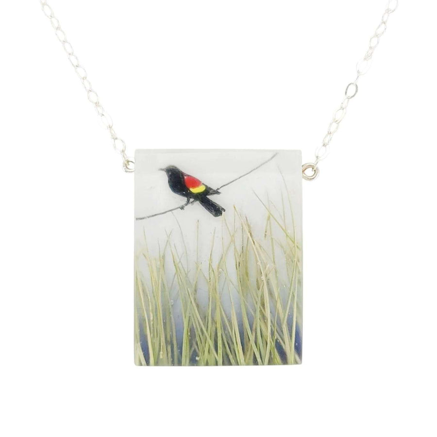 Necklace - Red Winged Blackbird (Sterling Silver) by Fernworks, image 1 of 7