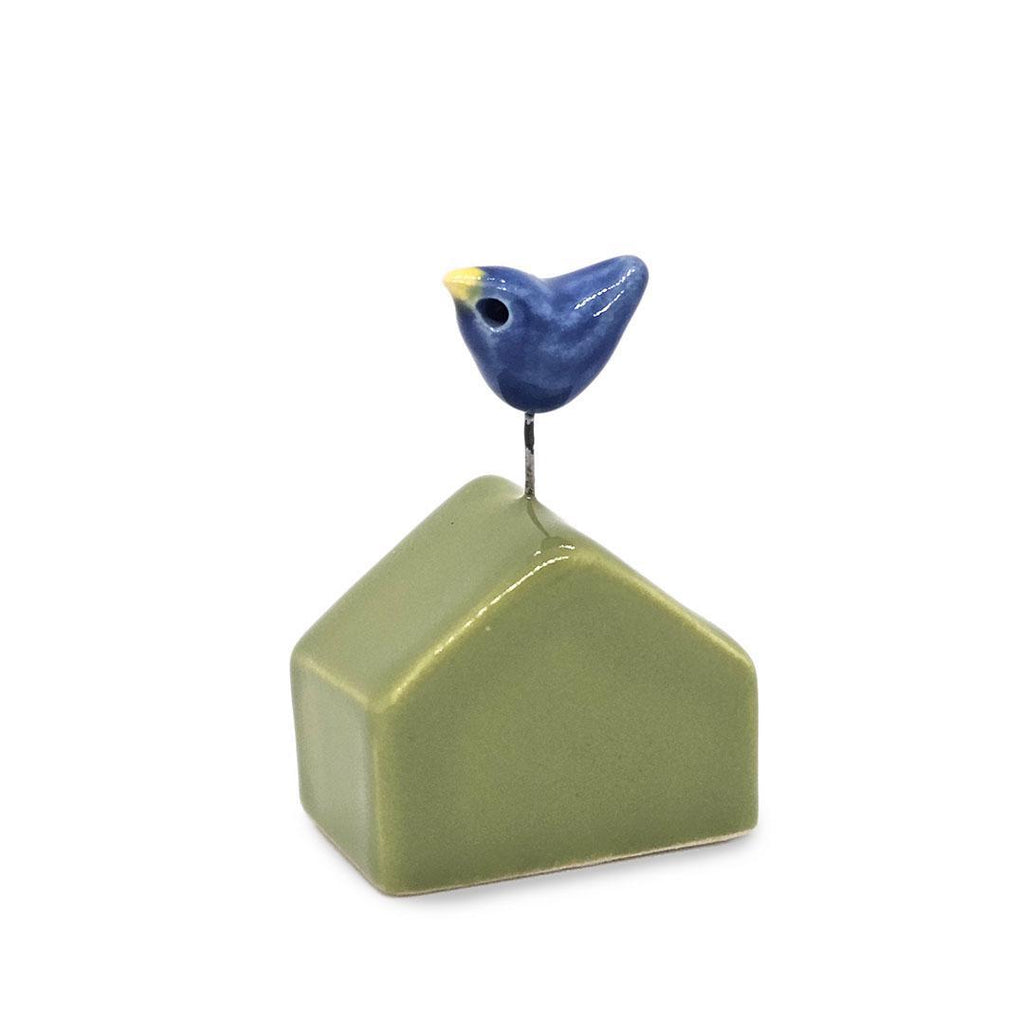 Tiny Pottery House - Grass Green with Bird (Assorted Colors) by Tasha McKelvey