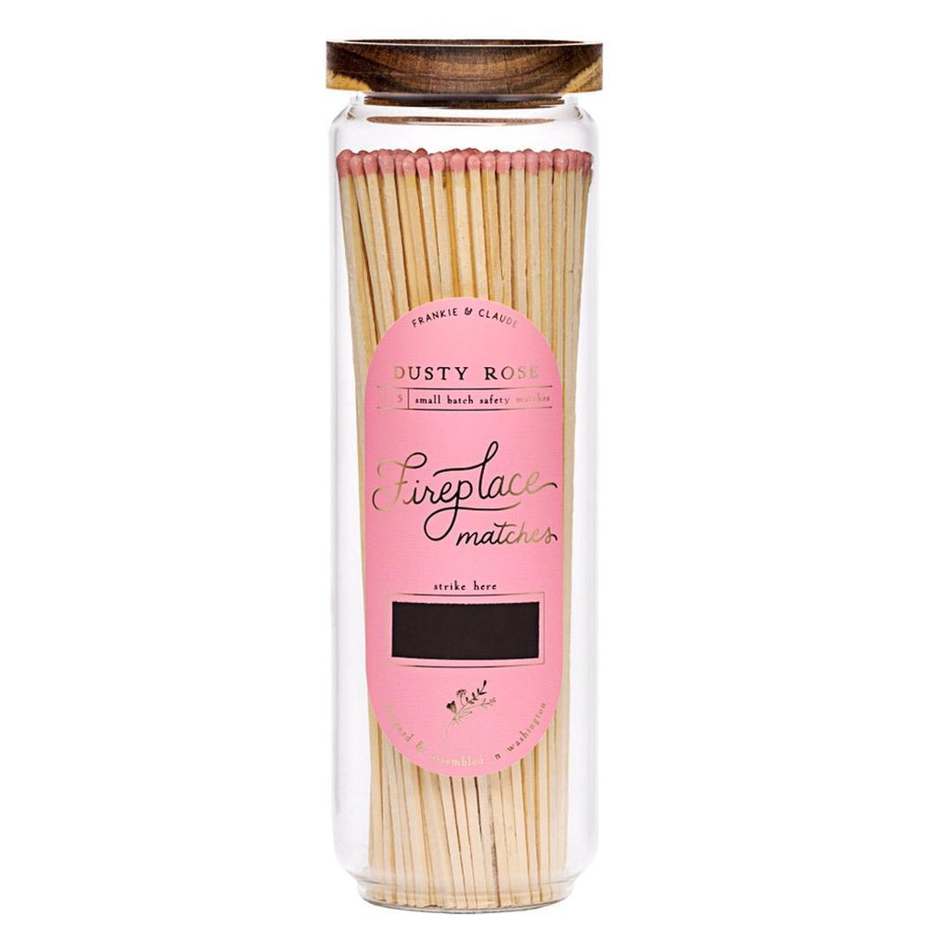 Matches - Fancy Fireplace Matches Glass Jar (Dusty Rose) by Frankie & Claude
