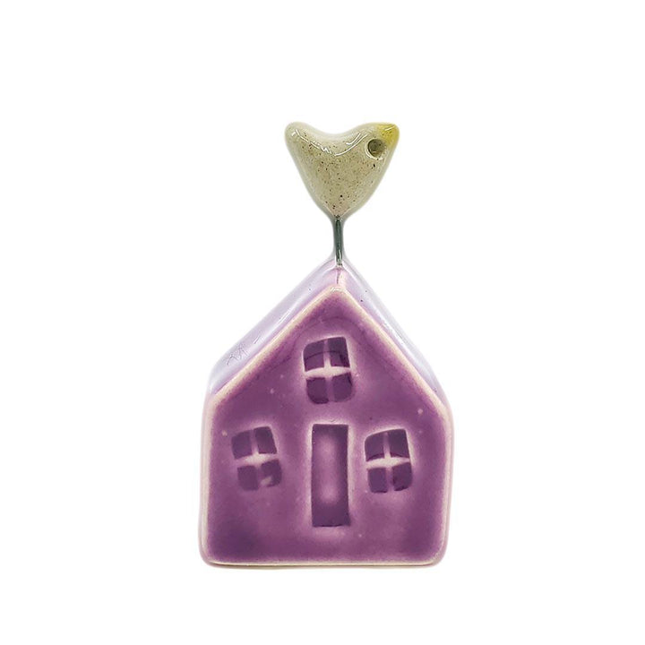 Tiny Pottery House - Magenta with Bird (Assorted Colors) by Tasha McKelvey