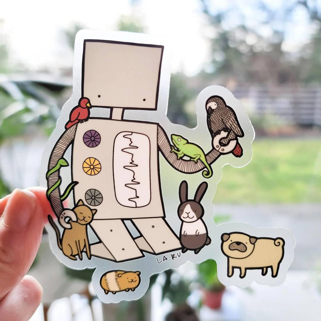 Sticker Vinyl - Robot Loves Animals (Transparent) by La Ru