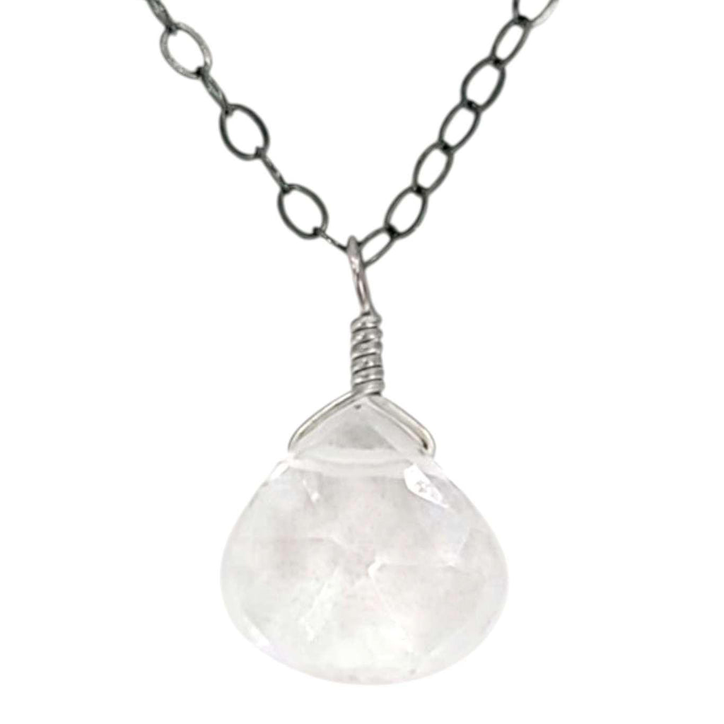 Necklace - Sterling Gemstone Drop (White Topaz) by Foamy Wader