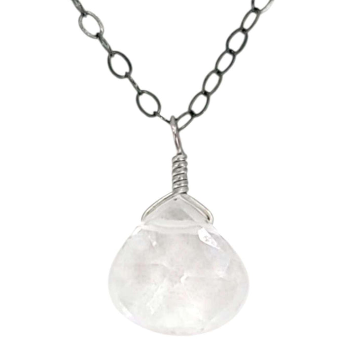 Necklace - Sterling Gemstone Drop (White Topaz) by Foamy Wader