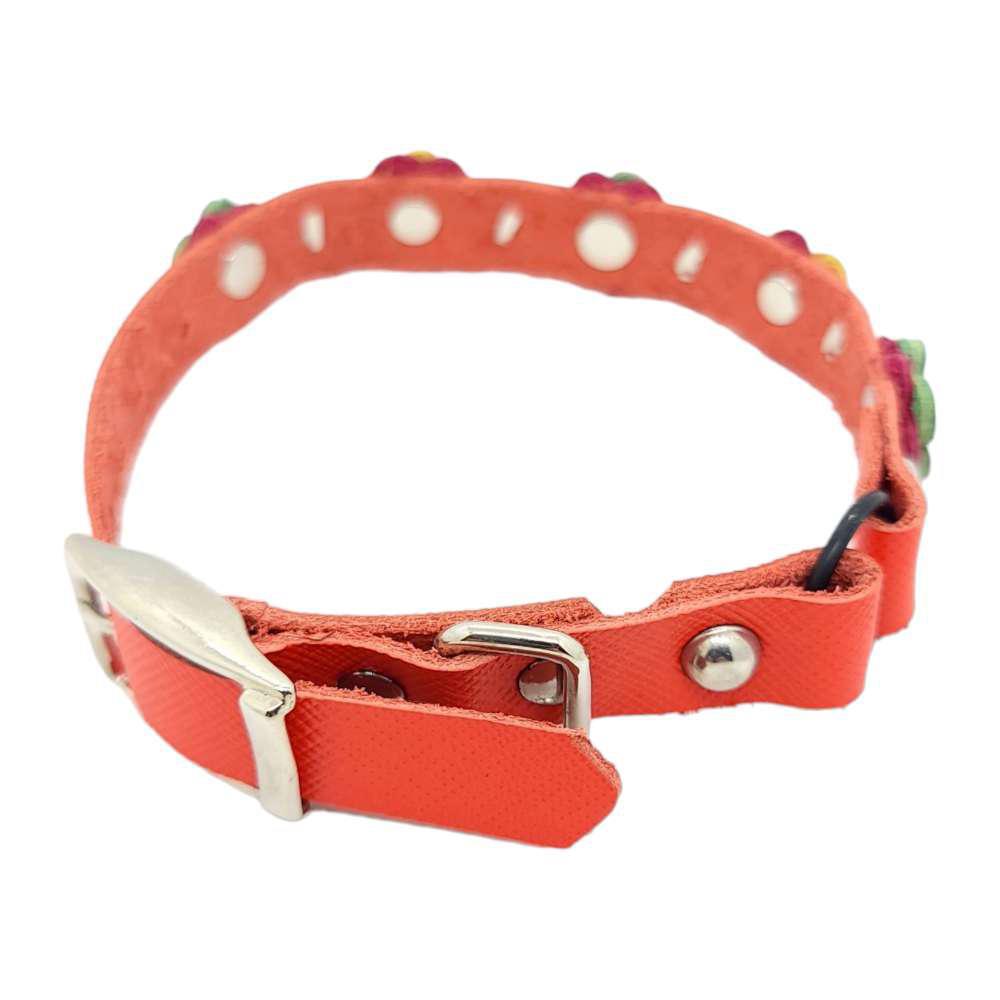 Cat Collar - Hot Pink with Multicolor Flowers by Greenbelts