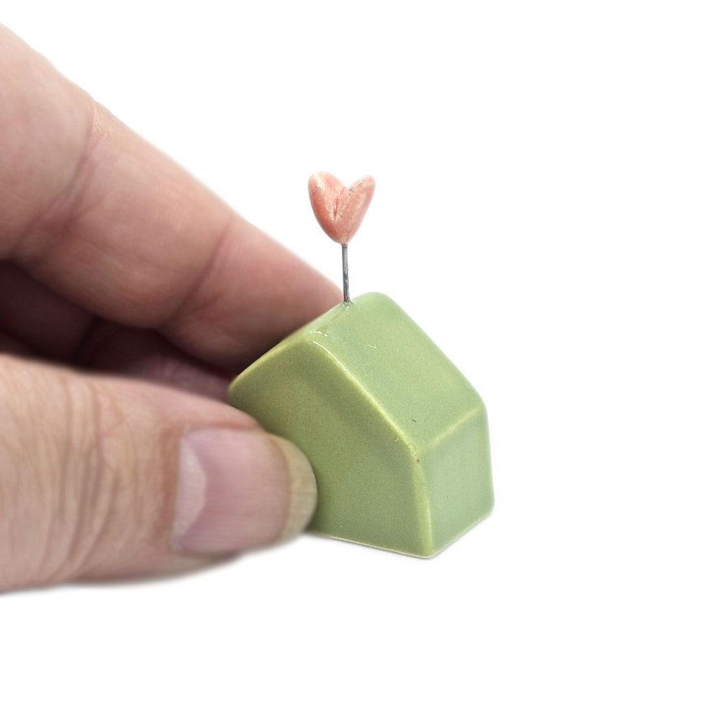 Tiny Pottery House - Grass Green with Heart (Assorted Colors) by Tasha McKelvey