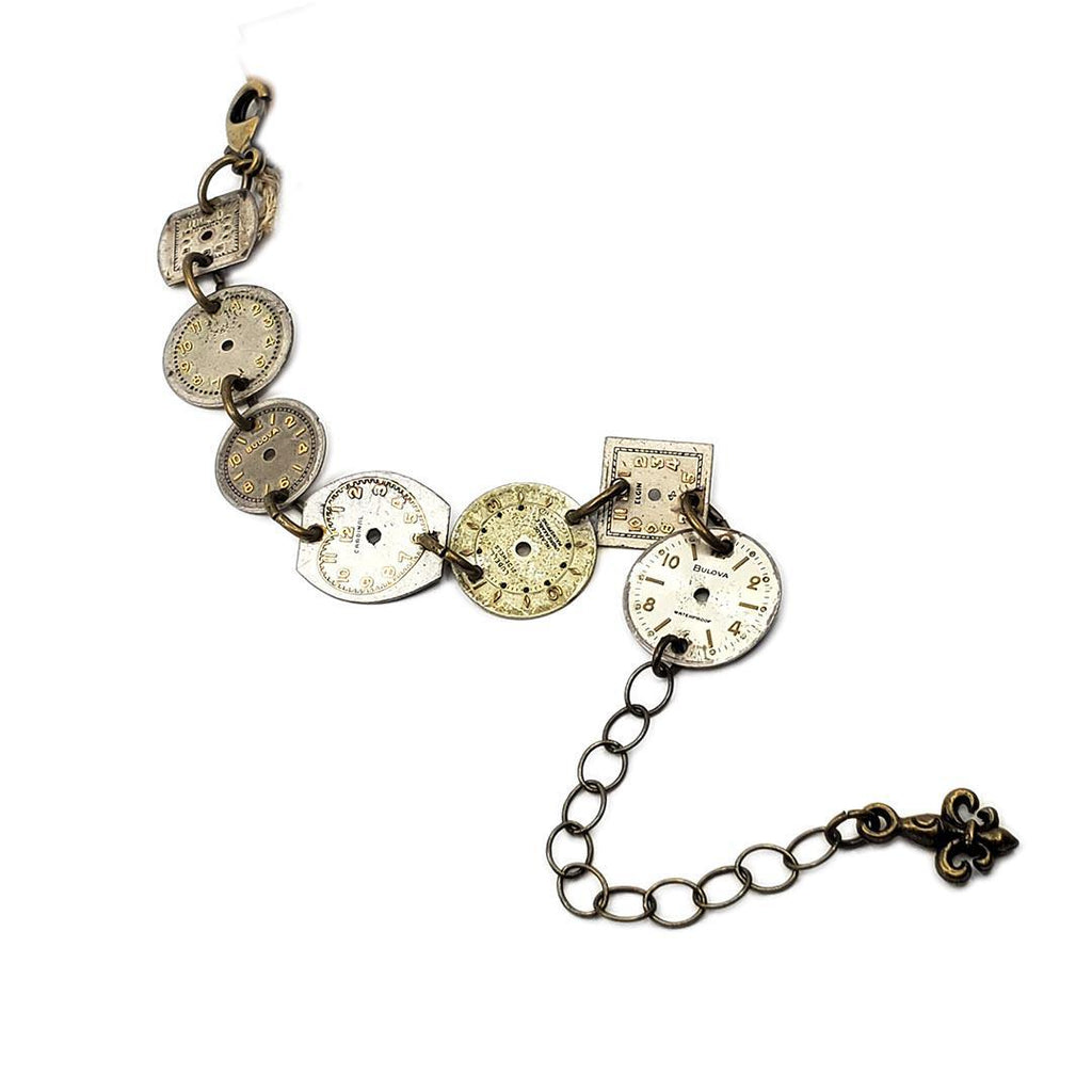 Bracelet - Single Strand Watch Dials - Antiqued Silver by Christine Stoll | Altered Relics