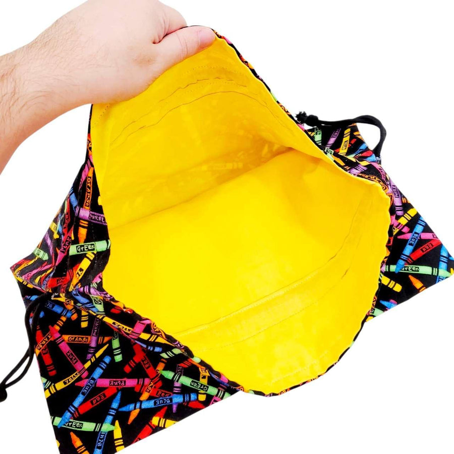 Bag - Chomper Buddy Drawstring (Crayons Yellow) by Peek A Boo Plush, image 2 of 5