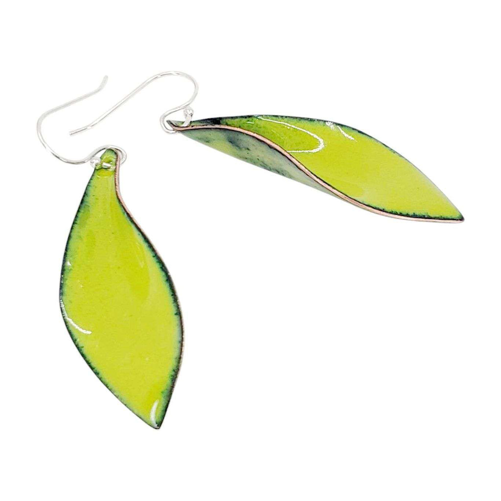 Earrings - Folded Small Leaf (Lime Green) by Magpie Mouse Studios