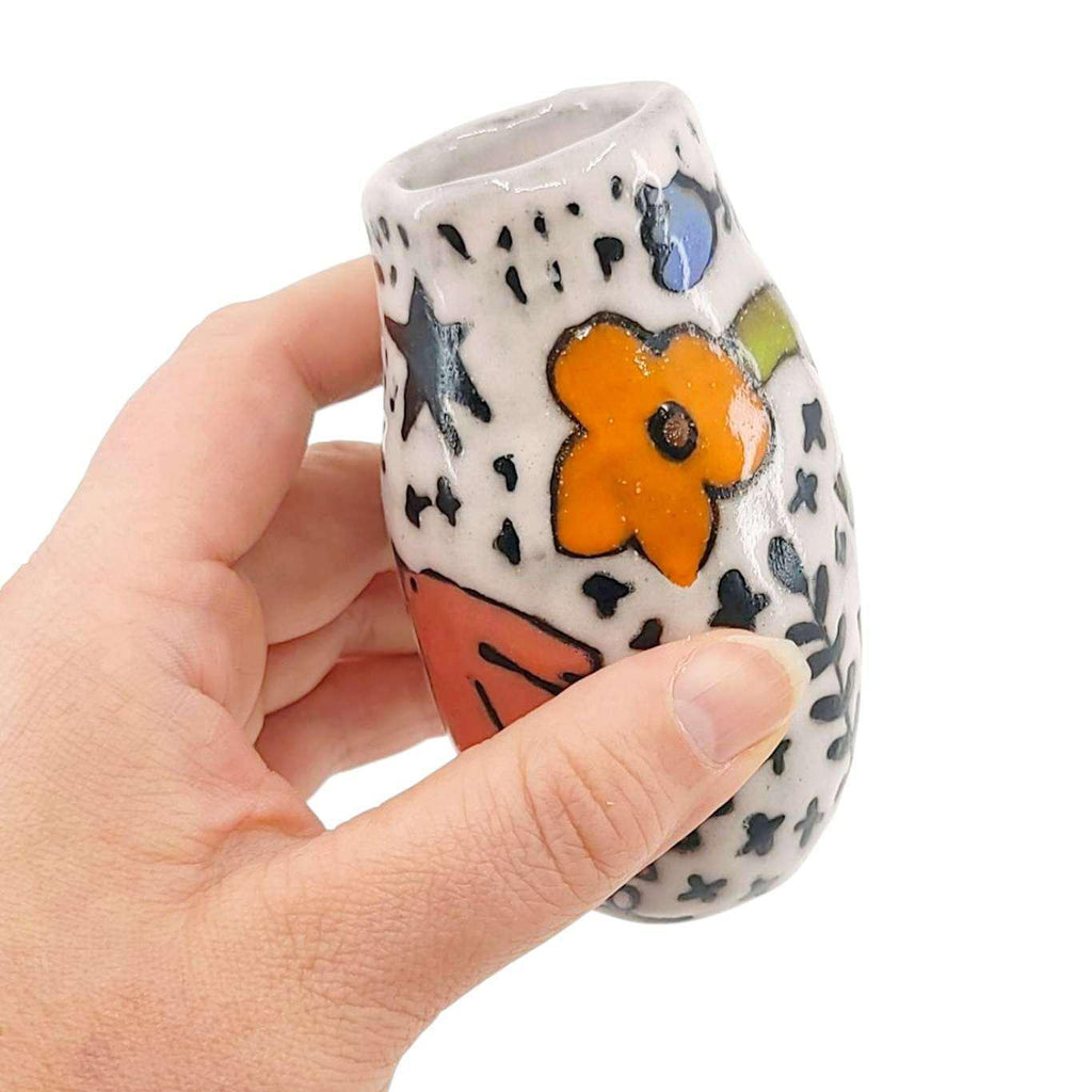 Mini Vase - Flying Birds (Pinks and Purples) by Leslie Jenner