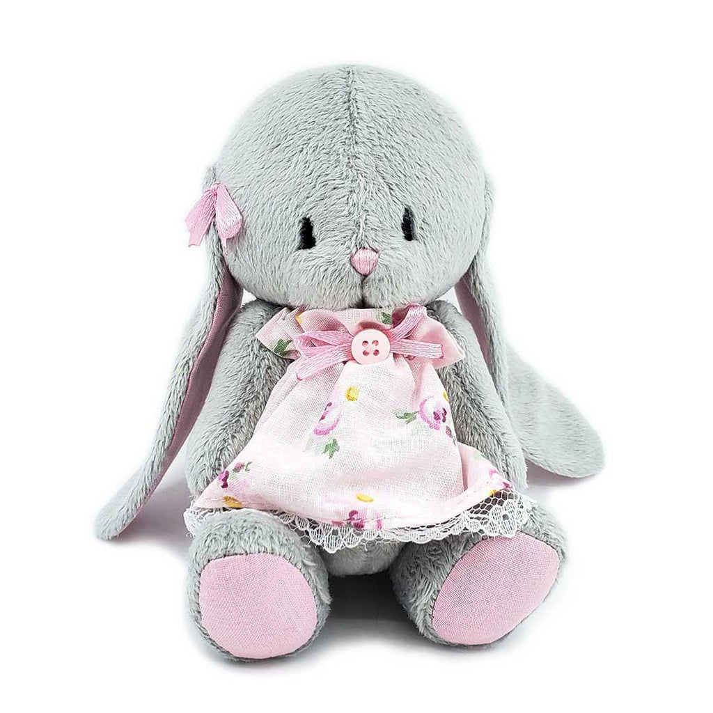 Plush - Gray Bunny in Flower Dress by Frank and Bubby